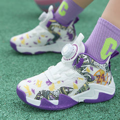 Boys' Basketball Shoes with Rotating Button