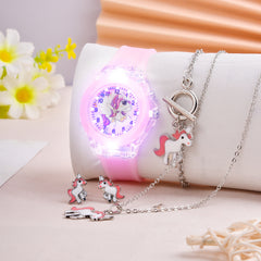 Unicorn Silicone Strap LED Watch & Jewelry Set