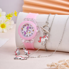 Unicorn Silicone Strap LED Watch & Jewelry Set