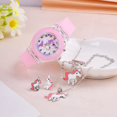 Unicorn Silicone Strap LED Watch & Jewelry Set