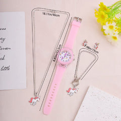 Unicorn Silicone Strap LED Watch & Jewelry Set