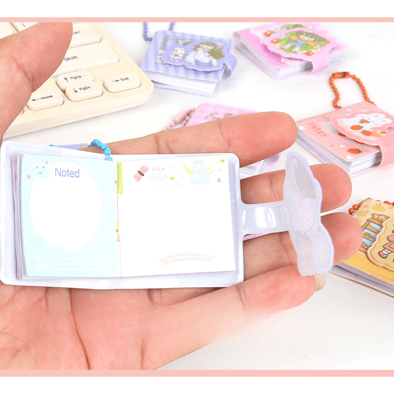 Mini Notebook Student Notebook Portable with Keychain for Girl