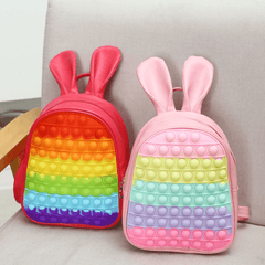 Funny Rabbit Rainbow Color Backpack Silicone Soft Student Gift