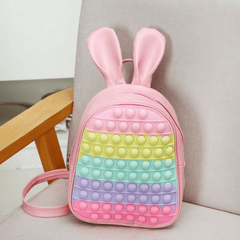 Funny Rabbit Rainbow Color Backpack Silicone Soft Student Gift
