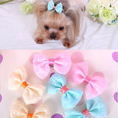 Pet Mesh Bowknot Hair Clips Hairpins for Dog and Cat Accessories