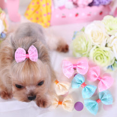 Pet Mesh Bowknot Hair Clips Hairpins for Dog and Cat Accessories
