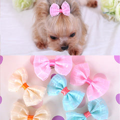 Pet Mesh Bowknot Hair Clips Hairpins for Dog and Cat Accessories