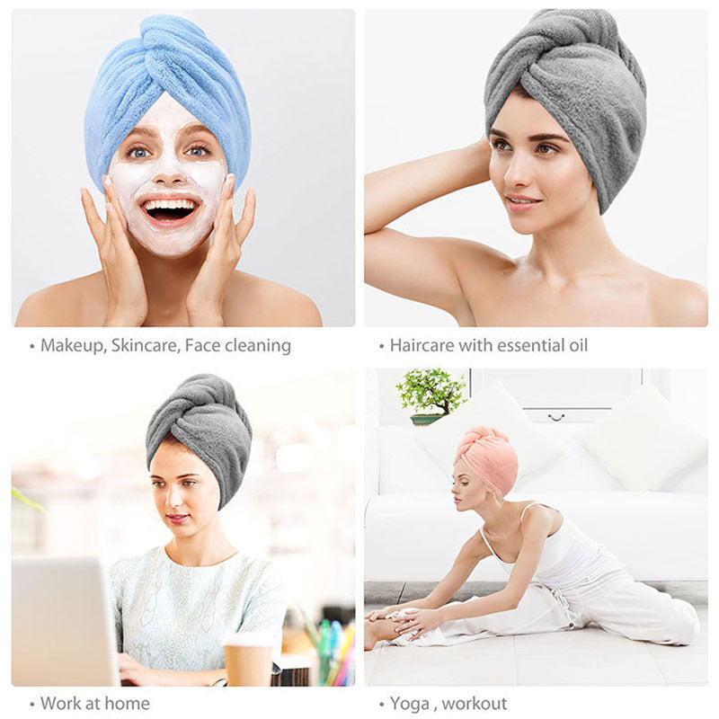 Soft Hair Drying Cap Coral Fleece Towel Absorbent Quick-drying Shower Cap