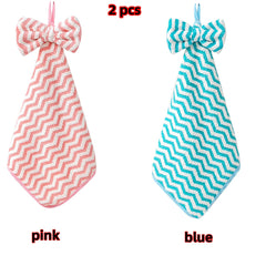 2pcs Striped Hanging Towel Quick Drying Absorbent Soft for Bathroom Kitchen