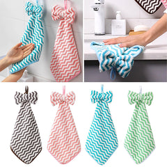 2pcs Striped Hanging Towel Quick Drying Absorbent Soft for Bathroom Kitchen
