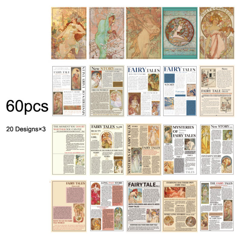 Vintage Scrapbook Paper Pack - 60pcs, Junk Journal Supplies