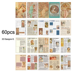 Vintage Scrapbook Paper Pack - 60pcs, Junk Journal Supplies