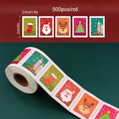 500pcs Christmas Cartoon Self-Adhesive Sealing Sticker Roll