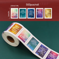 500pcs Christmas Cartoon Self-Adhesive Sealing Sticker Roll