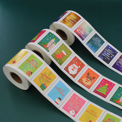 500pcs Christmas Cartoon Self-Adhesive Sealing Sticker Roll