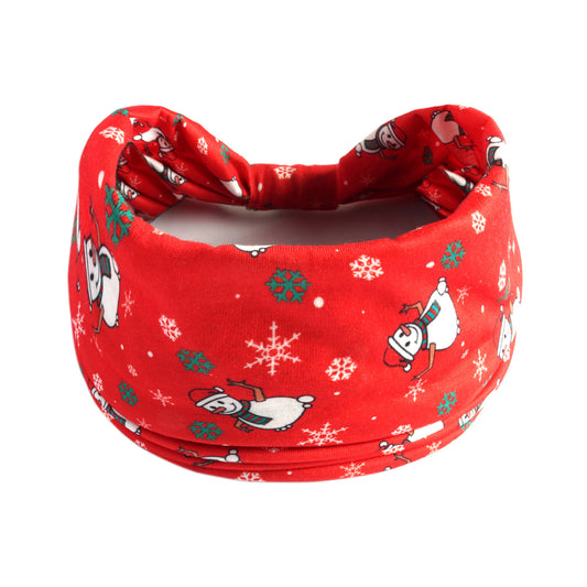 Christmas Pattern Knotted Sports Hair Bands Sweatband for Running Yoga
