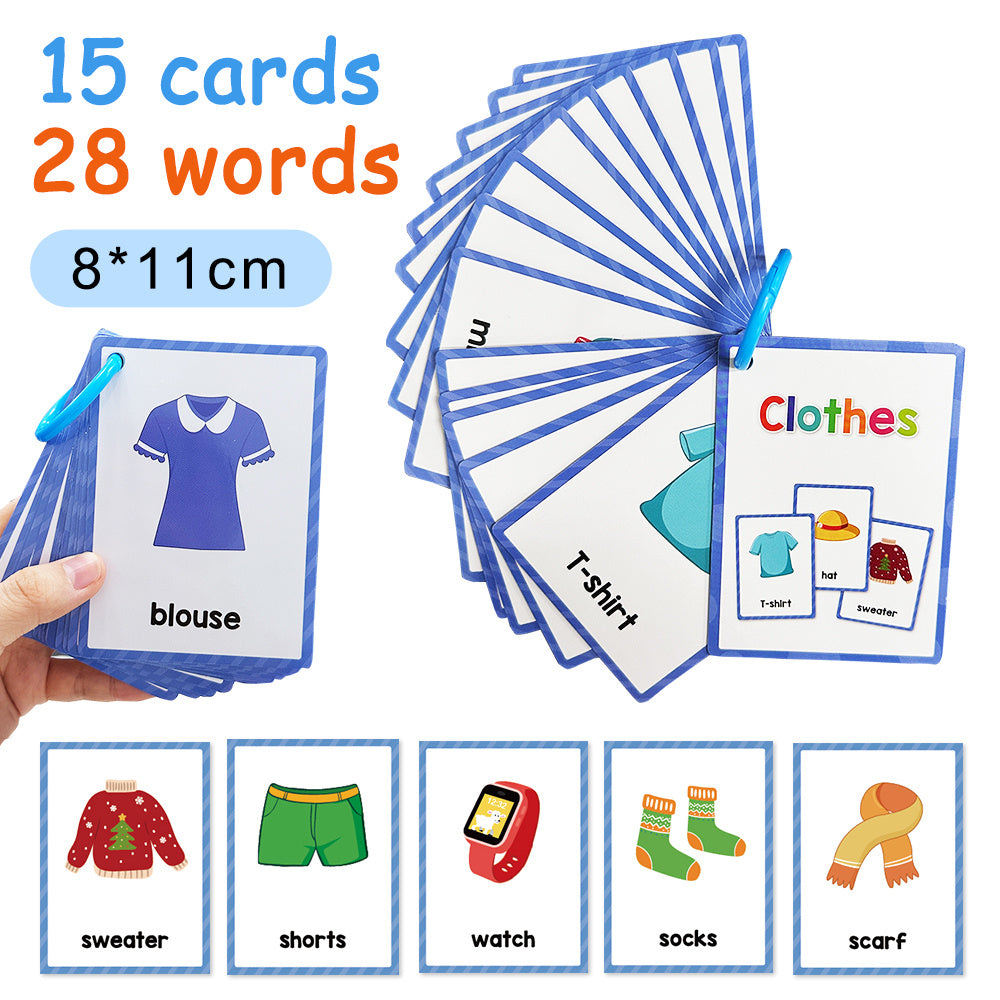 15 Clothing Flashcards for Kids - Educational Vocabulary Cards for Boys