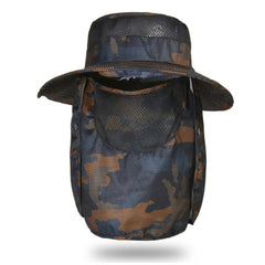 Camouflage Fishing Cap Wide Brim Bucket Hat Visor With Removable Face Mask