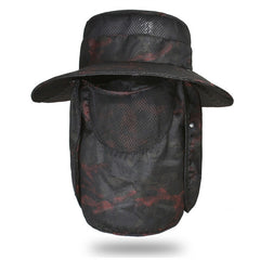 Camouflage Fishing Cap Wide Brim Bucket Hat Visor With Removable Face Mask