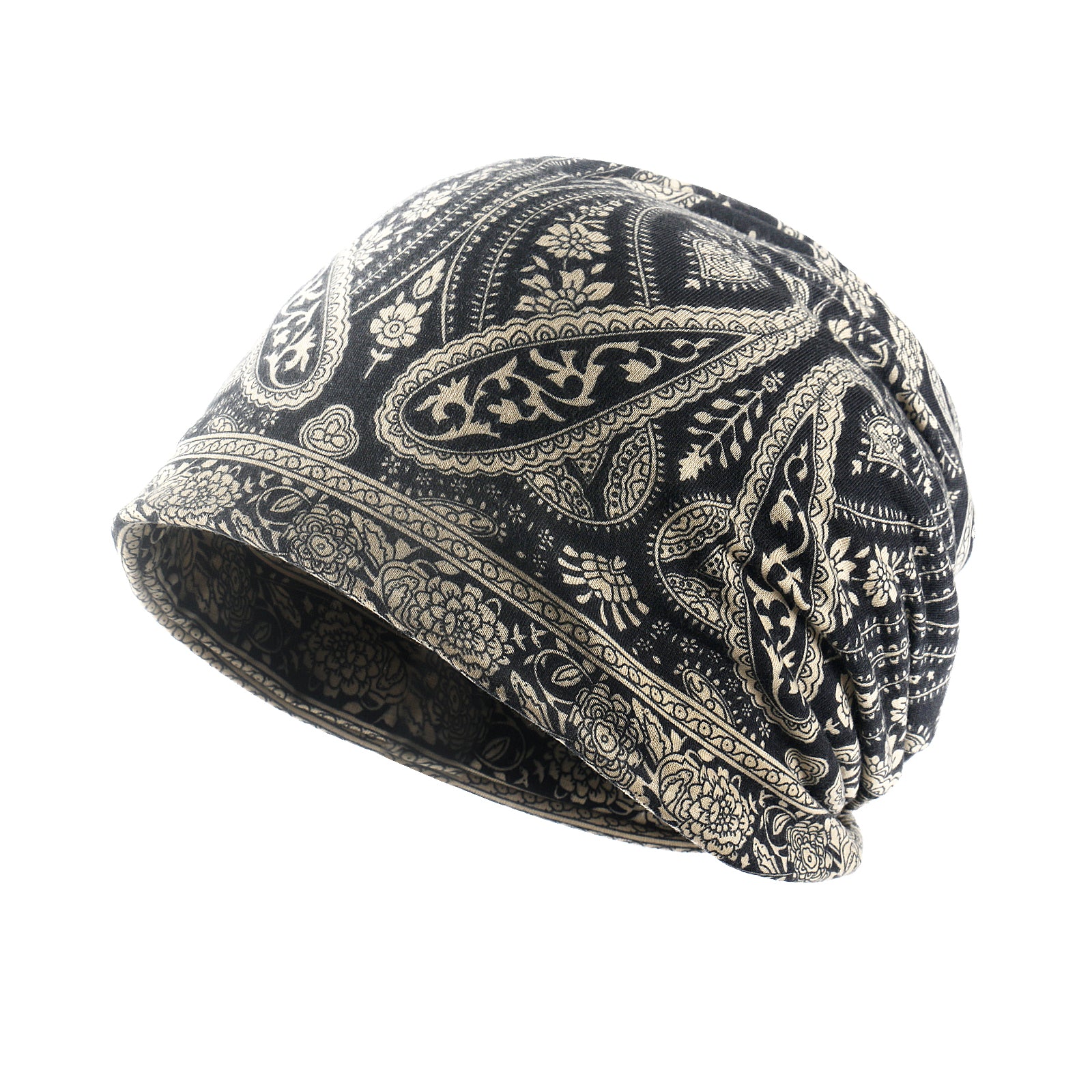 Boho Paisley Print Slouchy Beanie Hats Lightweight Chemo Cap