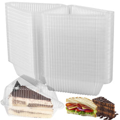 150pcs Portable Clear Triangle Cake Containers Reusable Food Storage Box
