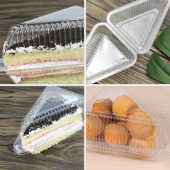 150pcs Portable Clear Triangle Cake Containers Reusable Food Storage Box