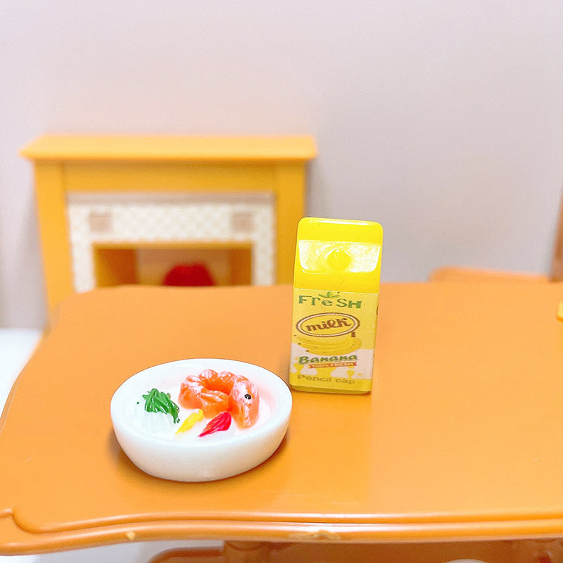 Mini Milk Box Fruit & Milk Decorative Gadget Food Game Model Prop
