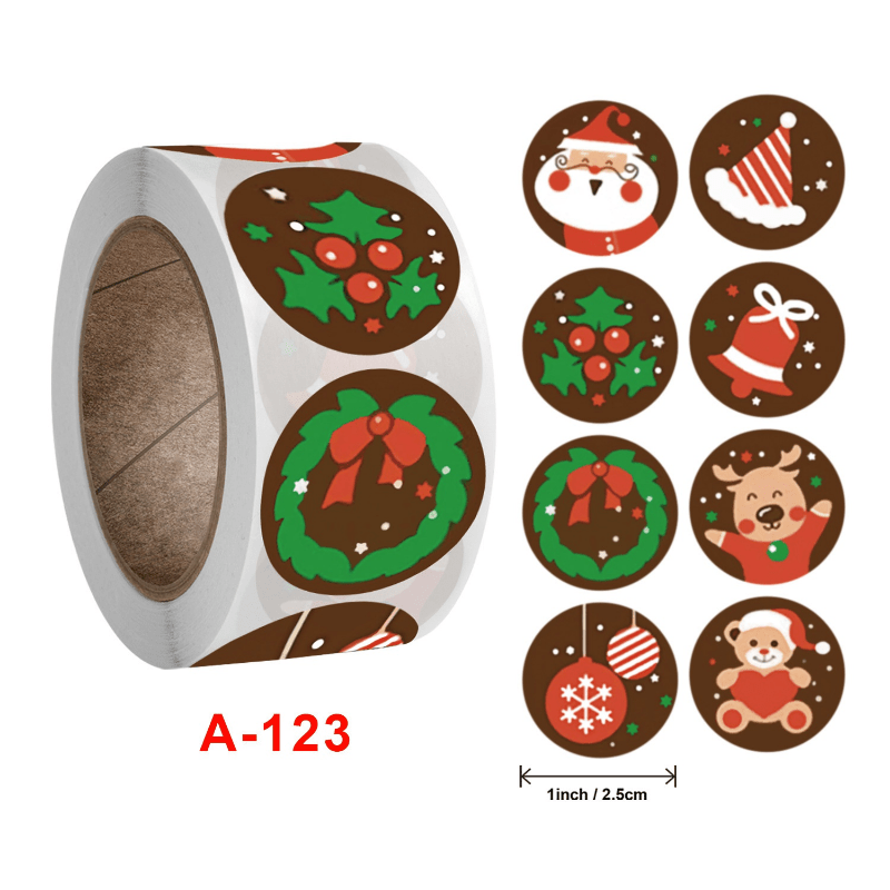 500pcs Merry Christmas Snowman Elk Sticker Roll Gift Decoration