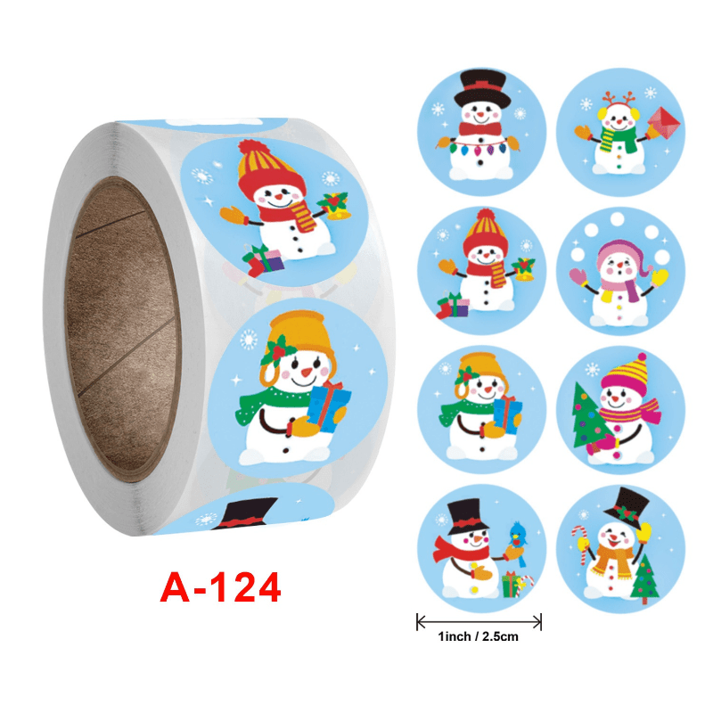 500pcs Merry Christmas Snowman Elk Sticker Roll Gift Decoration