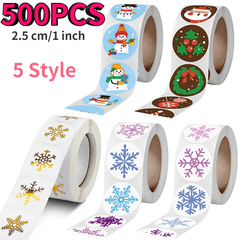 500pcs Merry Christmas Snowman Elk Sticker Roll Gift Decoration