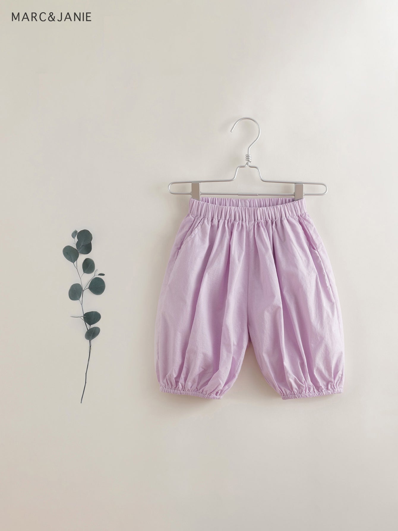 MARC&JANIE Girls Linen Capris Elastic Waist Cropped Pants