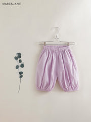 MARC&JANIE Girls Linen Capris Elastic Waist Cropped Pants