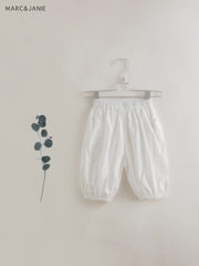 MARC&JANIE Girls Linen Capris Elastic Waist Cropped Pants