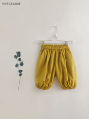 MARC&JANIE Girls Linen Capris Elastic Waist Cropped Pants