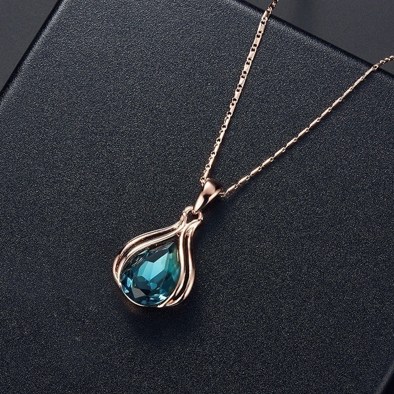 Water Droplet Pendant Necklace Earrings Set for Wedding