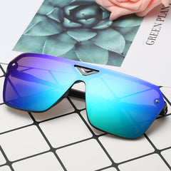 Vintage Reflective Sunglasses Large Frame Men UV Protection