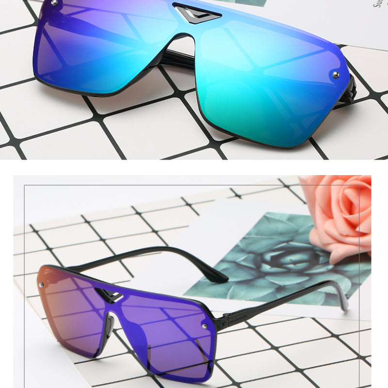 Vintage Reflective Sunglasses Large Frame Men UV Protection