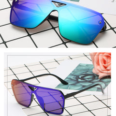 Vintage Reflective Sunglasses Large Frame Men UV Protection