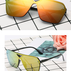 Vintage Reflective Sunglasses Large Frame Men UV Protection