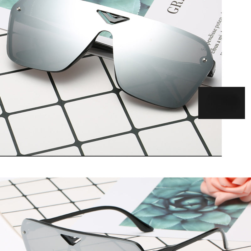 Vintage Reflective Sunglasses Large Frame Men UV Protection