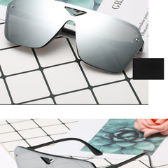 Vintage Reflective Sunglasses Large Frame Men UV Protection