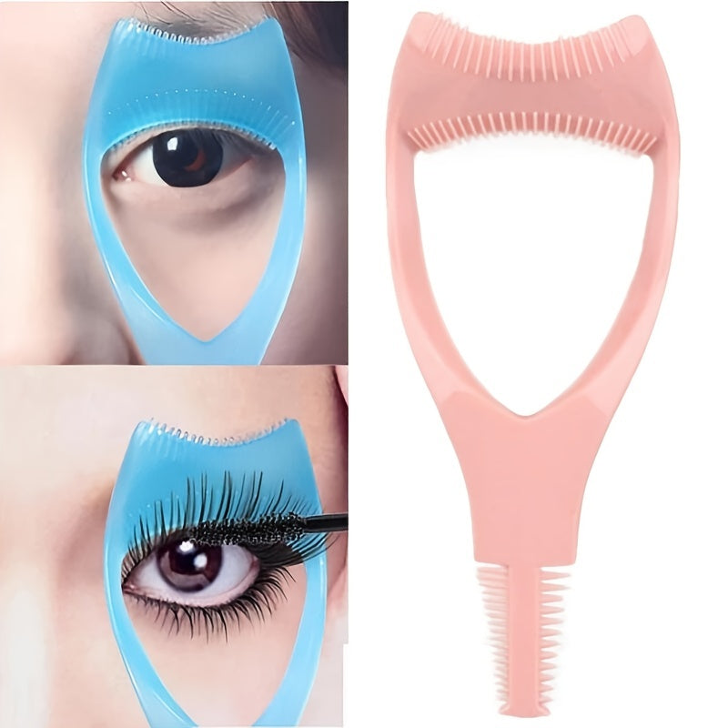 3 in 1 Mascara Shield Applicator Eyelash Brush Curler Guard Comb Guide Card