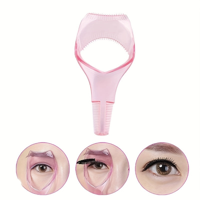 3 in 1 Mascara Shield Applicator Eyelash Brush Curler Guard Comb Guide Card