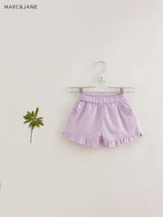 MARC&JANIE Girls Linen Shorts with Frill Details and Pockets