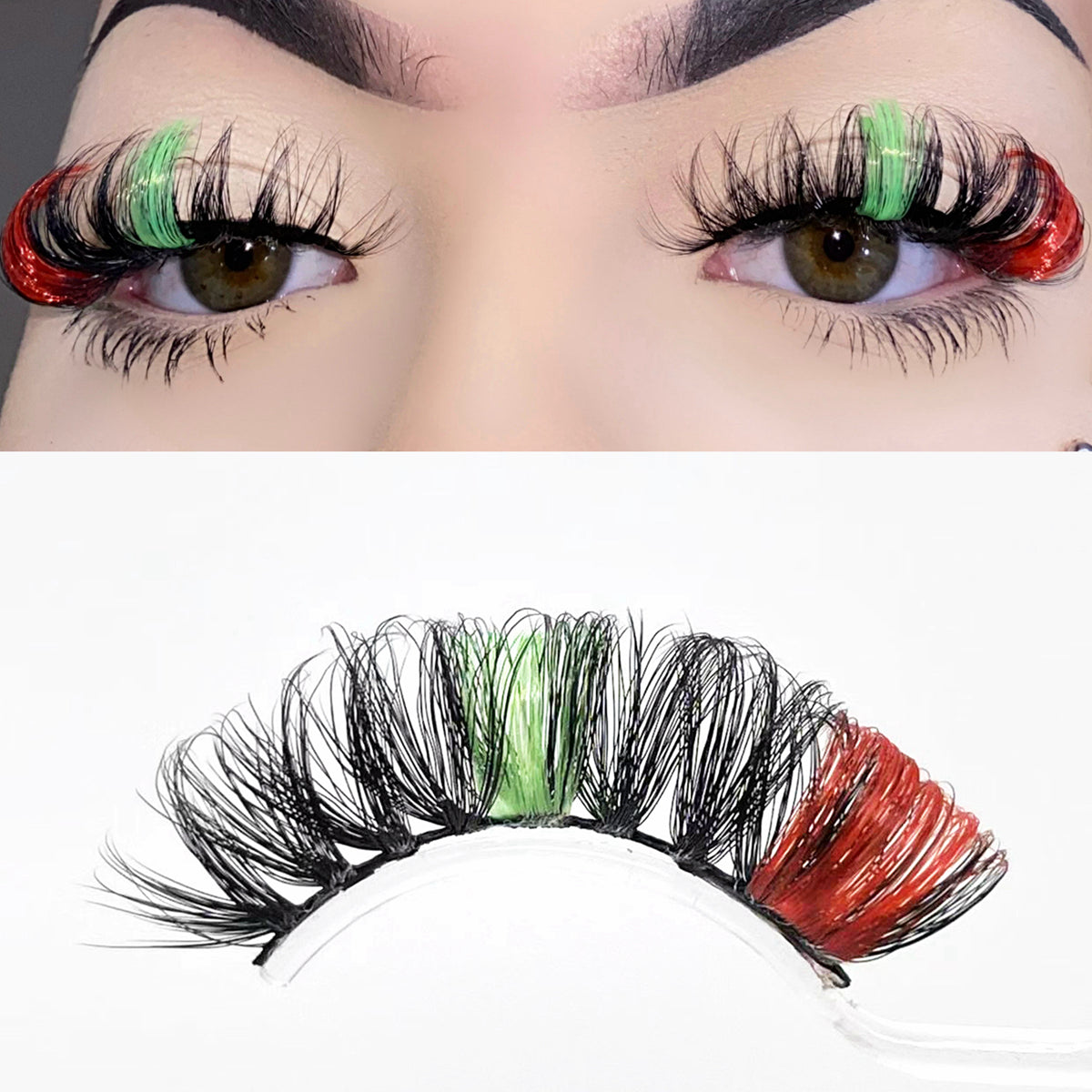 Dramatic Curling Strip Colored False Eyelashes Pink