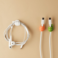 6pcs Cartoon Thumb Hook Sticky Hook Punch Data Cable Fixer
