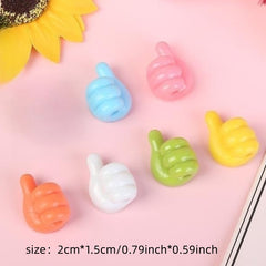 6pcs Cartoon Thumb Hook Sticky Hook Punch Data Cable Fixer
