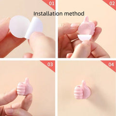 6pcs Cartoon Thumb Hook Sticky Hook Punch Data Cable Fixer