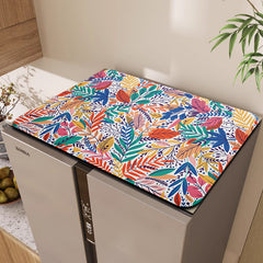 Polyester Drying Mat Kitchen Countertop Drain Pad Tropical Leaf Dish Drying Mat