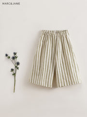 MARC&JANIE Girls Stripe Linen Trousers Flare Leg Casual Pants